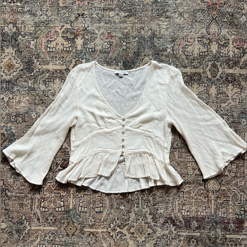 American Eagle Outfitters Cream Blouse